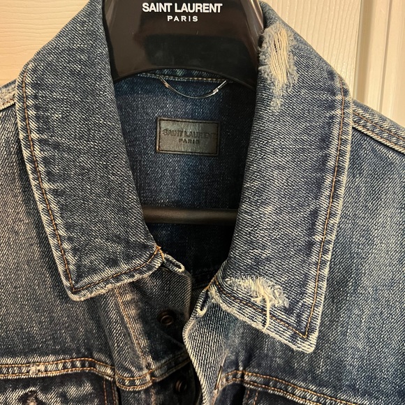 Saint Laurent Classic Distressed Denim Jacket with Snap closer size XL - Picture 5 of 5